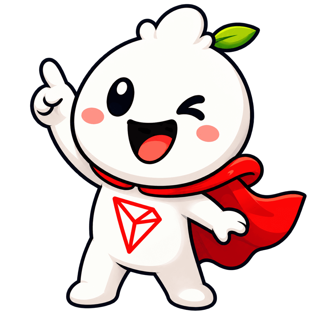 Rent Energy Tron mascot in a red cape with the TRON emblem